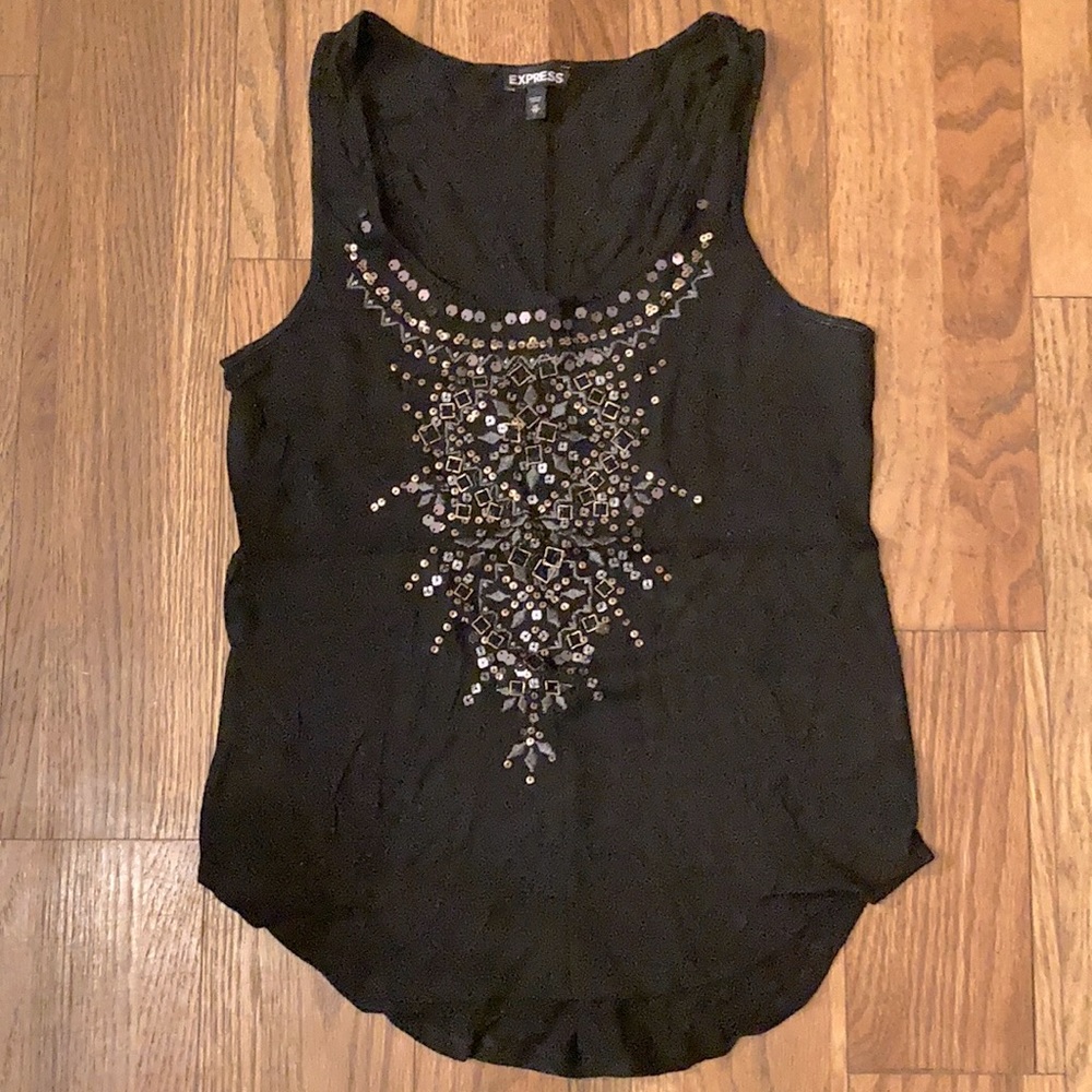 Sequin Express black tank top